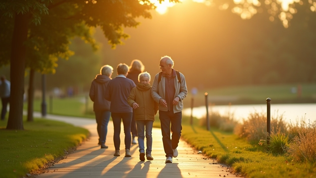Šeimos ir seniorai maloniai laiko prie ežero kranto takelių